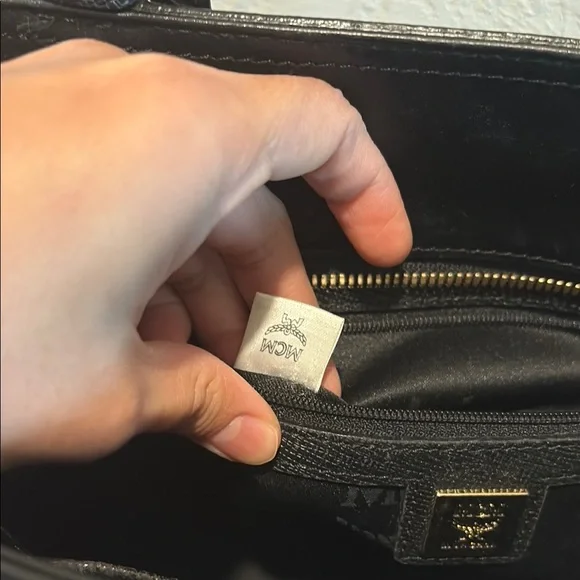 MCM Black Zip Tote with Gold Studs - Picture 12 of 13